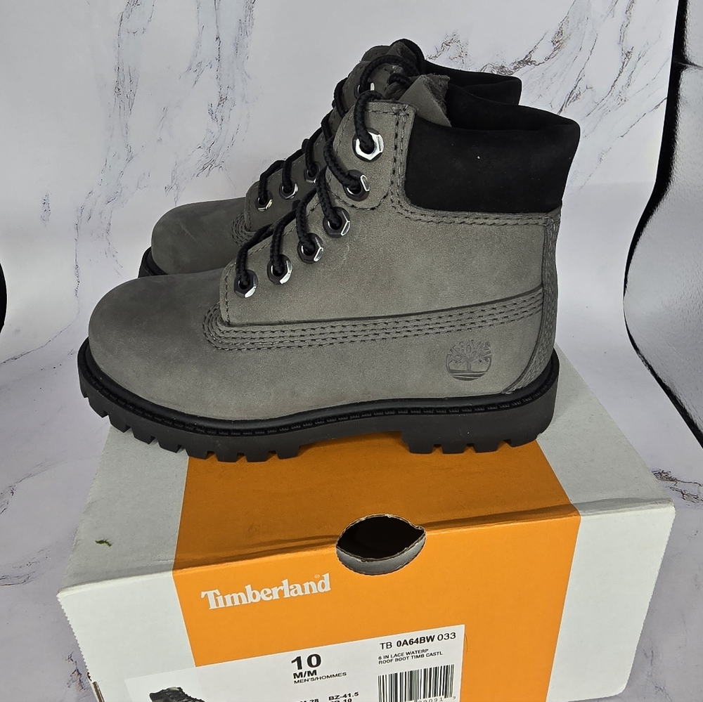 Timberland Kids Gray and Black Boots - Picture 4 of 7